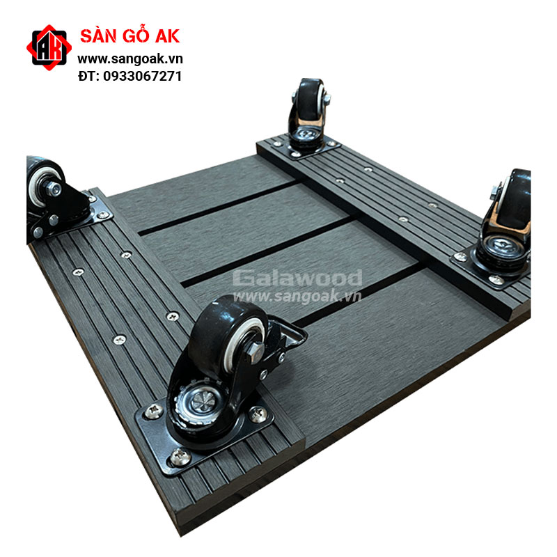 Đế lót chậu cây gỗ nhựa hình vuông DCCV Red Brown